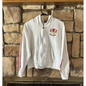 Flavor Y2K VTG Bad Monkey University BMU White Graphic Zip Up Hoodie Red Sz XL